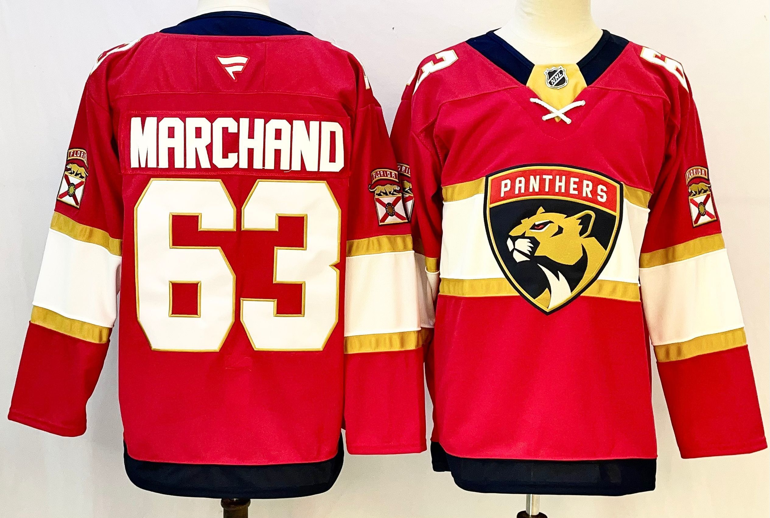 Men Florida Panthers #63 Marchand Red 2026 Adidias NHL Jersey style 001->florida panthers->NHL Jersey